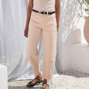 AYR The Beat Drop Peach Straight Leg Barrel High Rise Cropped Jeans Size 28